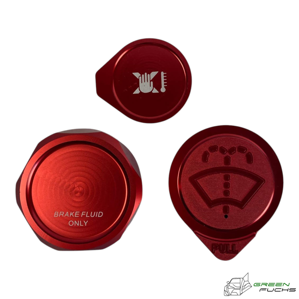 GreenFuchs | Motorraumdeckel Aluminium 3er Set rot | GT/GR86 & BRZ I/II