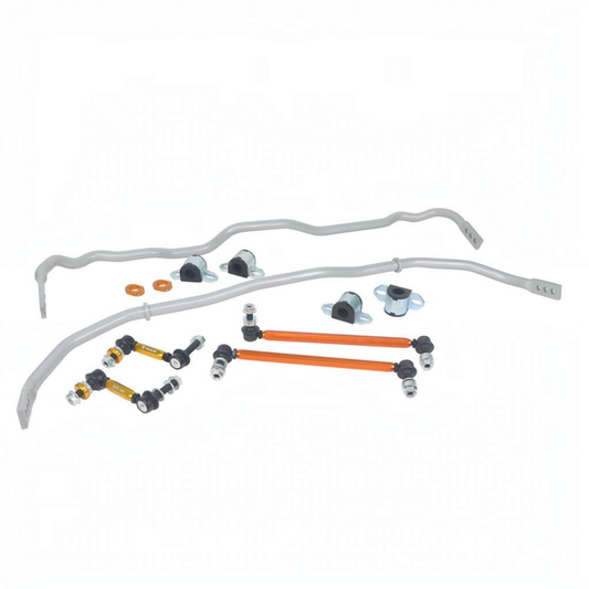 GreenFuchs Whiteline Stabilisatoren-Set für Toyota GR Yaris mit grauen Federstahl-Stabis und orangefarbenen Koppelstangen